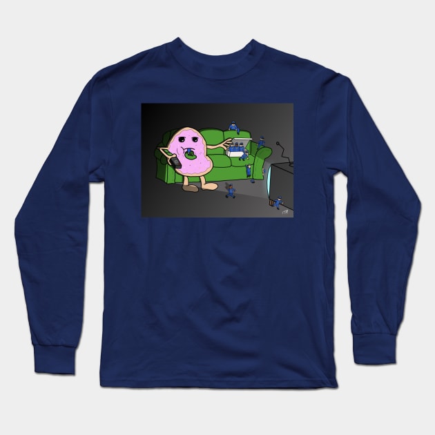 Snack the Blue Long Sleeve T-Shirt by Foxtrotmadlyart